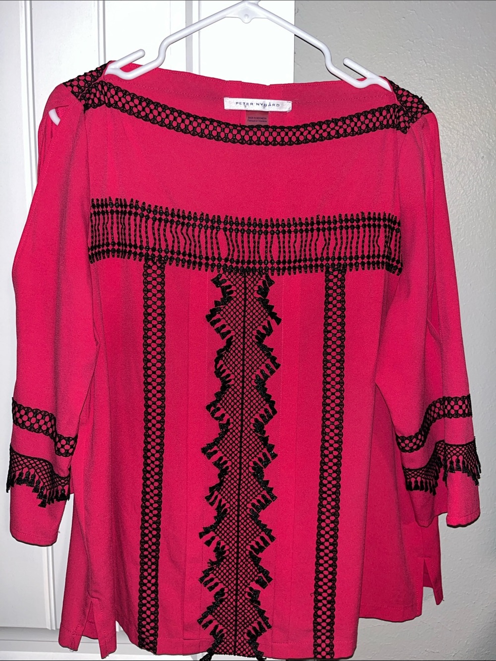 Peter Nygard Hot Pink Tunic with Black Embroidery